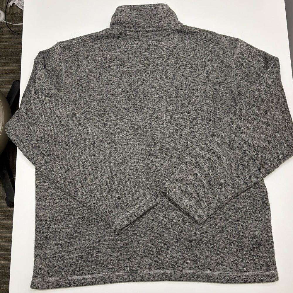 Eddie Bauer Men’s Large Quarter Zip Pullover Grey Fleece Sweater Jacket Coat Mid - Picture 6 of 9